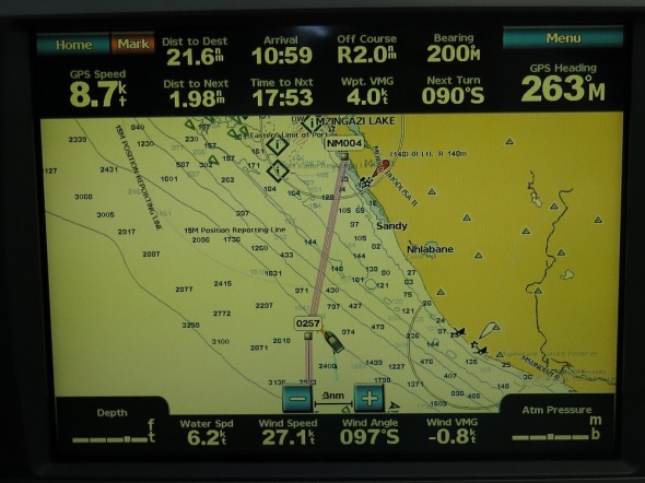 Our approach to Richards Bay. We are in the Agulhas Current